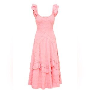 LoveShackFancy Brin Cotton Maxi Dress Size Small Bubblegum color